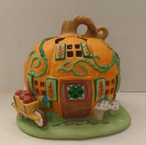 Partylite Halloween Pumpkin Harvest Tealight House Decorative Candle Holder
